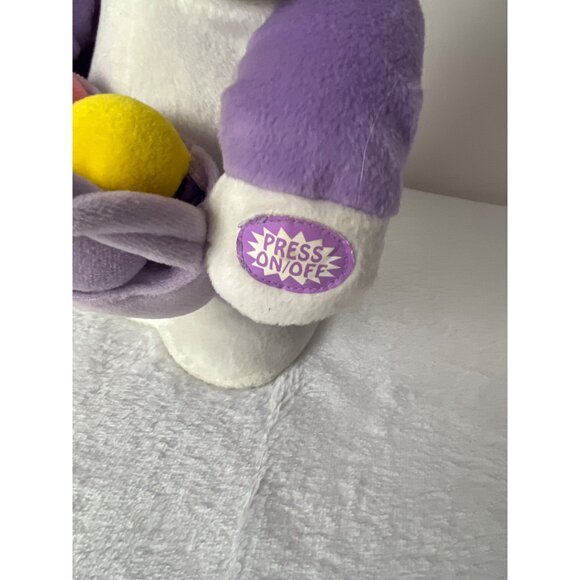 Vintage Dan Dee Easter Bunny Rabbit Animated Singing Hopping Sings Purple w/Eggs - Picture 3 of 7